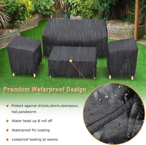 STARTWO Outdoor Furniture Cover Waterproof, Patio Furniture Covers 4 Piece Set, Heavy Duty 500D Patio Furniture Set Cover for Chairs, Couch, Table Coffee, Black - Image 5