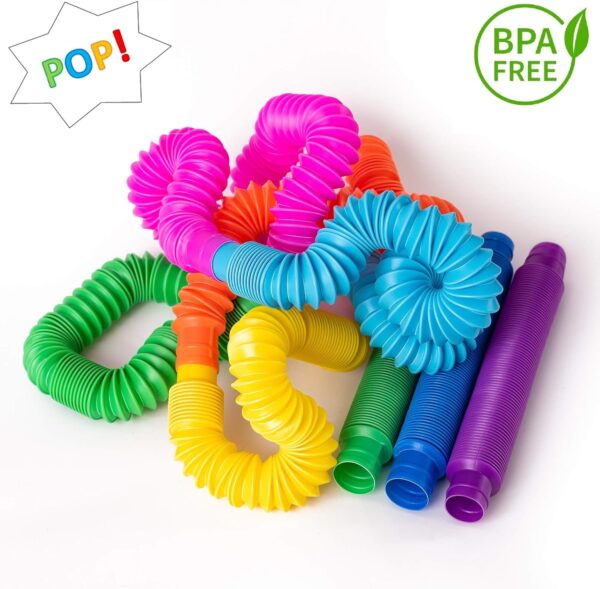 nutty toys 4pk Pop Tubes Sensory Toys (Large) Fine Motor Skills Learning Toddler Toy for Kids Top ADHD Autism Fidget 2024 Best Preschool Boy Girl Gift Idea Unique Christmas Toddler Stocking Stuffers - Image 4