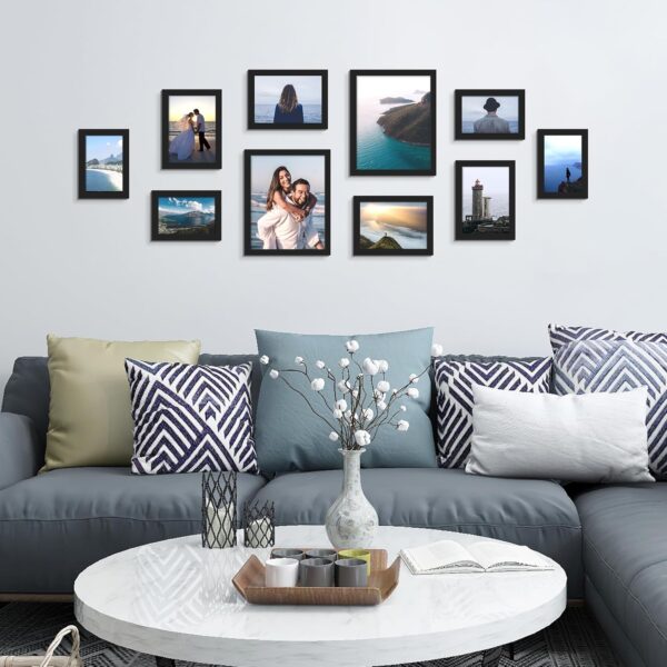 upsimples 10 Pack Picture Frames Set, Gallery Wall Frame Set for Wall Mounting or Tabletop Display, Multi Sizes Including 8x10, 5x7, 4x6 Family Photo Collage Frames for Wall Decor, Black - Image 5