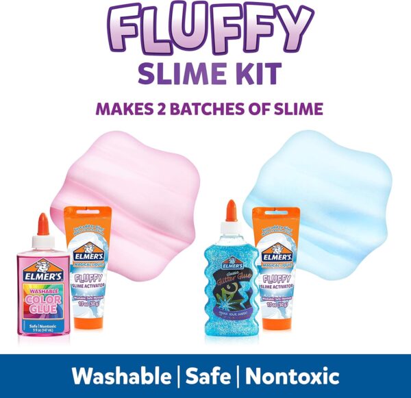 Elmer’s Fluffy Slime Kit, Includes Elmer’s Translucent Color Glue, Elmer’s Glitter Glue, Elmer’s Fluffy Slime Activator, 4 Count - Image 3