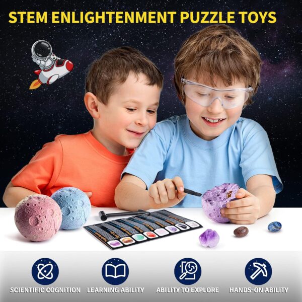 GobiDex Gemstones Dig Kit, Solar System Science Kit for Kids, Excavate 15 Real Gems, STEM Educational Space Toys Planet Collection Kit, Archaeology Geology Science Projects Gift for Boys&Girls Age 6+ - Image 6