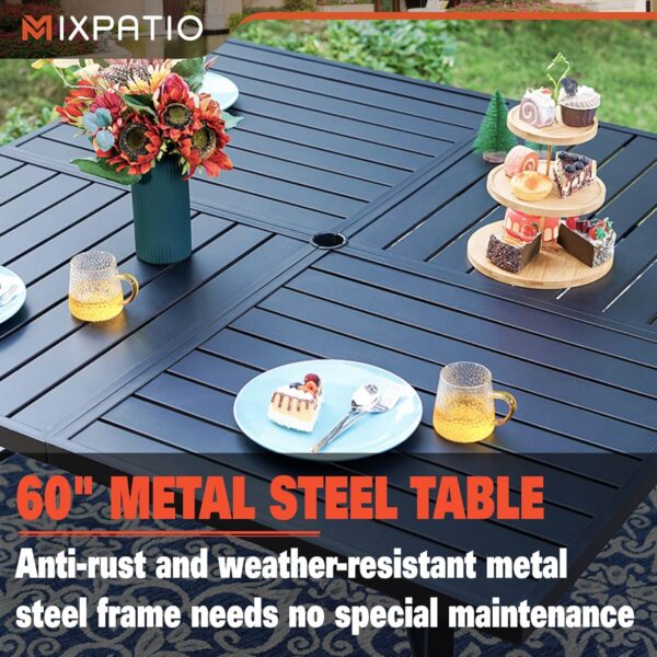9-Piece Patio Dining Set, Outdoor Furniture Set with 8 Red Textilene Chairs and Large Square Table - Image 3