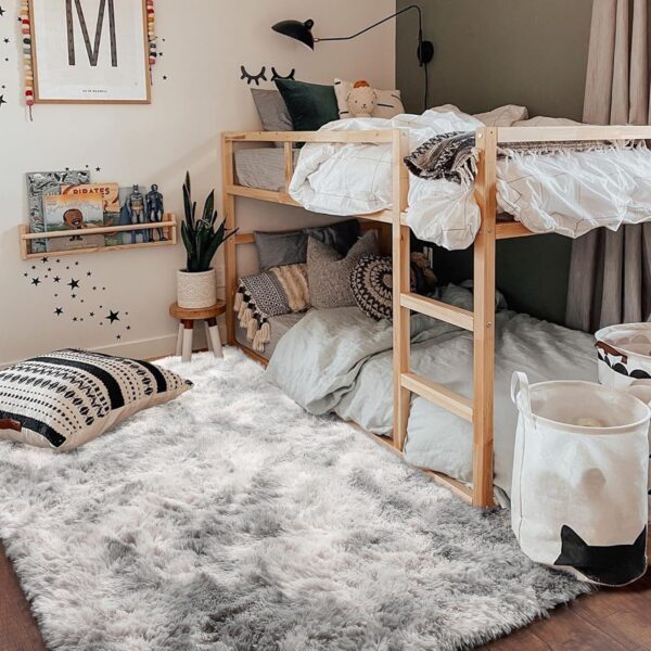 Amdrebio Tie-Dyed Light Grey Large Living Room Rugs 6x9, Furry Shag Area Rug for Bedroom, Big Soft Fluffy Rug for Kids Room Decor, Modern Fuzzy Shaggy Carpet, Plush Floor Rug for Classroom - Image 7