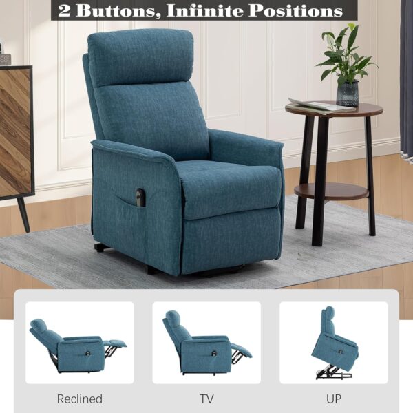 Power Lift Recliner Chair with Remote Control, Electric Fabric Recliners for Elderly People, Reclining Sofa Chair for Living Room, Infinite Position,Side Pockets (Navy Blue) - Image 3