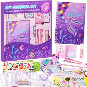 homicozy DIY Journal Kit for Girls,Mermaid Gifts for Girls Age 3-10 Years Old,Art Craft & Supplies for Kids Age 4-10,Scrapbook &Diary Supplies Set,Cute Stationery,Cool Birthday Ideas Gifts Toys