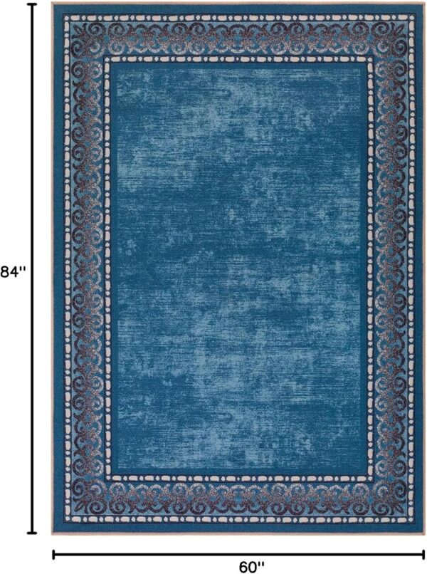 Antep Rugs Alfombras Bordered Modern 5x7 Non-Slip (Non-Skid) Low Pile Rubber Backing Indoor Area Rug (Turquoise Blue, 5' x 7') - Image 2