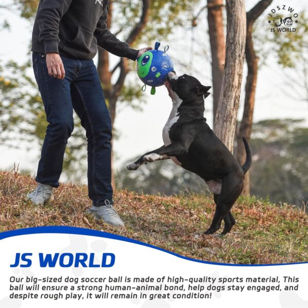 JS World Large Soccer Ball for Dogs with Tabs (8.6 Inch) Herding Ball for Dogs - Big Ball for Dogs - Alien Gift - Durable Dog Soccer Ball - Dog Tug Toy - Dog Water Toy - Outdoor Dog Toys - Image 4