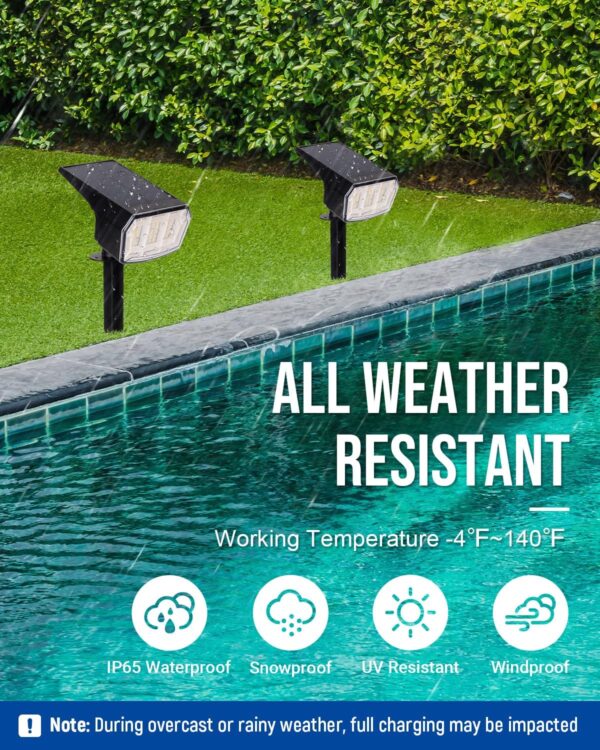 Solar Spot Lights Outdoor Waterproof 4 Pack IP65, 63 LED 3 Lighting Modes Spotlights for Yard Garden House Garage Pathway - Image 6