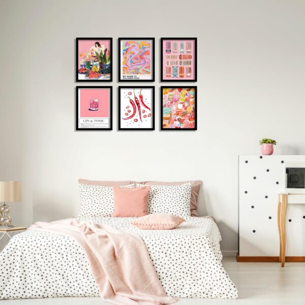 Luodroduo Retro Wall Art Prints Set of 6 Aesthetic Gallery Pink Preppy Posters Trendy Maximalist Eclectic Canvas Funky Retro Coquette Wall Decor for Living Room Bedroom Corridor (D, 8"x10" UNFRAMED) - Image 5