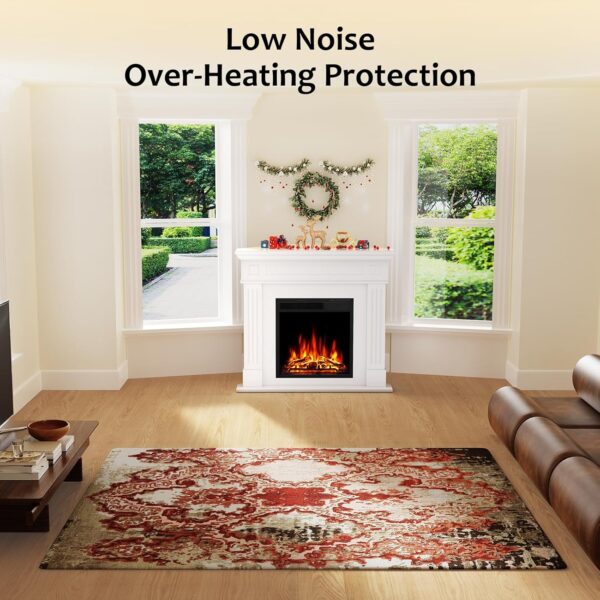 44" Corner Electric Fireplace with Mantel Package Freestanding Fireplace Heater Corner Firebox with Log & Remote Control,750-1500W,White - Image 3
