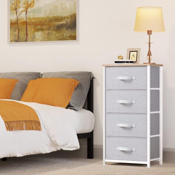 YITAHOME Dresser with 4 Drawers - Fabric Storage Tower, Organizer Unit for Bedroom, Living Room, Hallway, Closets & Nursery - Sturdy Steel Frame (Light Grey) - Image 4