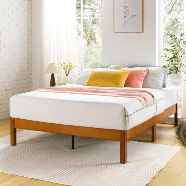 Mellow Asher 14 Inch Bamboo Wood Bed with Wooden Slats, No Box Spring Needed, Easy Assembly, Twin, Natural Platform - Image 3