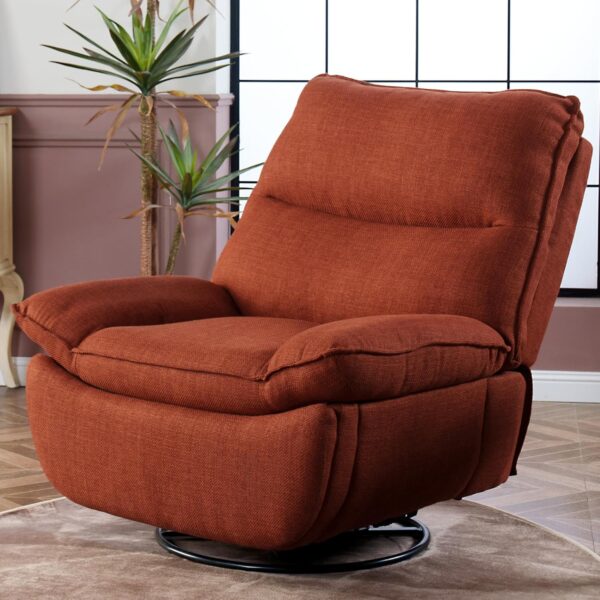 FLEXISPOT XRC7 Recliner Chair for Adults 350 LBS, Oversized Swivel Rocker Recliner Chair w/Adjustable Backrest Side Pockets, Cross-Legged Armless Recliner Lounge Sofa for Living Room Bedroom, Orange