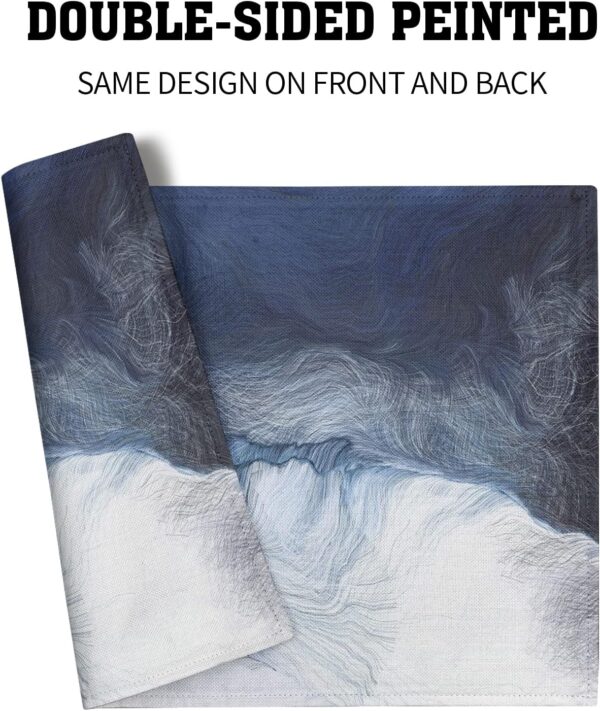 Black Blue Grey White Placemats Set of 4 Modern Art Abstract Coffee Plate Mat Washable Heat Resistant Linen Place Mats Royal Gray Dinner Placemat Indoor for Dining Table Kitchen Accessories Decor - Image 5