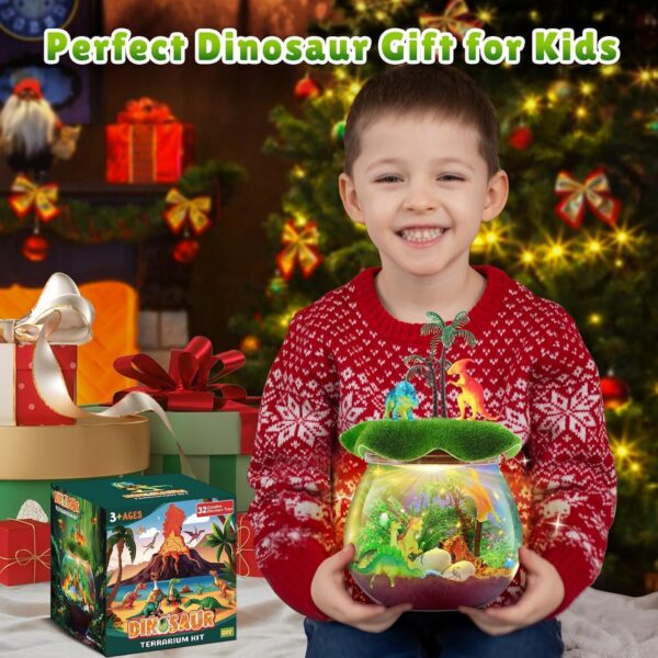 RONSTONE Dinosaur Toys for Boys - Dinosaur Terrarium Kit for Kids - Christmas Birthday Gifts for Boys Ages 4 5 6 7 8 Year Old - Light Up DIY Dinosaur Arts and Crafts for Boys and Kids - Image 6