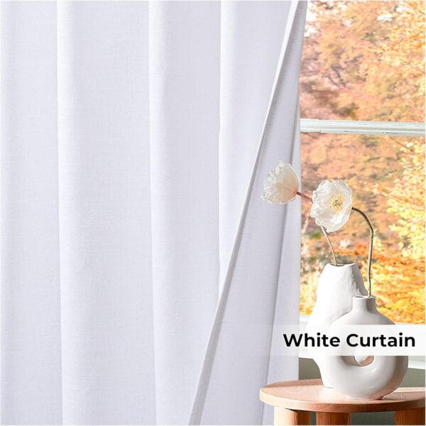 HOMIDATE White Curtain,84 inch Long White Curtains,Cotton Curtains Set of 2 Size 50x84 inch,White Cotton Drapes,Curtains for Window,Textured White Curtains Set of 2,84 inch Curtains,Bathroom Curtains - Image 7