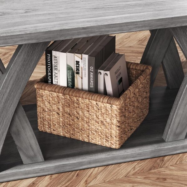 Farmhouse Coffee Table with Shelf, Wood Coffee Table for Living Room, Open Display Area,47” Grey - Image 7