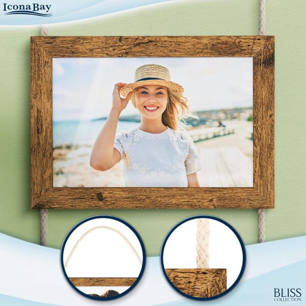 Icona Bay 4x6 Wall Hanging Picture Frames Collage w/ 8 Openings (Rustic Brown, 2 Pack), Casual Style Wood Composite Frames, Wall Mount Only, Bliss Collection - Image 3