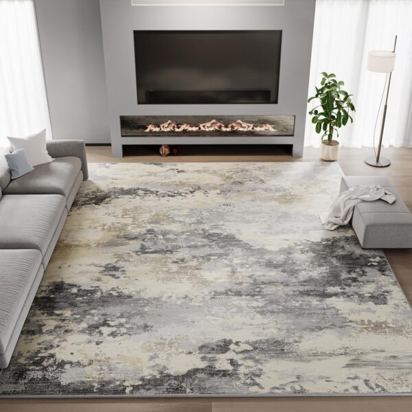 Area Rugs for Living Room Rug 5x7 Carpet-Rugs for Bedroom Abstract Modern Dining Room Rug Office Rug Low Pile Machine Washable Rug Non Slip Durable Grey Rug