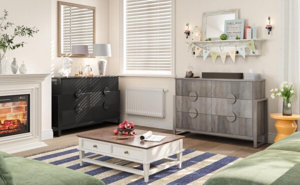 Modern 6 Deep Drawer Dresser, Dressers for Bedroom, Chest of Drawers Closet Organizers and Storage Clothes - Easy Pulls Handle, Textured Wood Sticks Borders H Legs for Bedroom, Hallway, Black - Image 6
