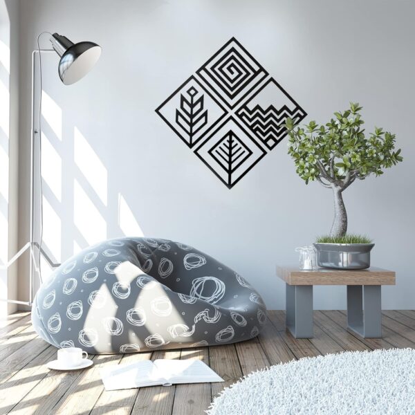 METALPLEX Four Eelements Geometric Wall Art - Fade, Water And Scratch Resistant Indoor And Outdoor Wall Art - Beautiful geometric decor For Bedroom And Living Room Decor - White(11"x11") - Image 2