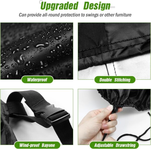 Kasla Outdoor Swing Cover, A Frame Patio Swing Cover,Swing Cover for Outdoor Furniture Porch Cover Glider Hammock Cover Waterproof 72" LX55 WX67 H - Image 3