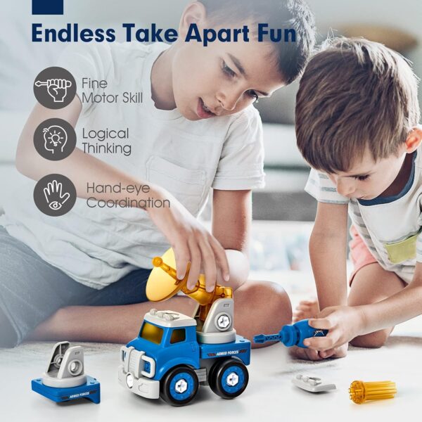 hahaland Toys for Ages 5-7 - 5 Year Old Boy Gift - 5 in 1 STEM Take Apart Trucks Transform to Robot - 5 6 7 Year Old Boy Birthday Gift - Boys Toys Age 4-6 - Image 3