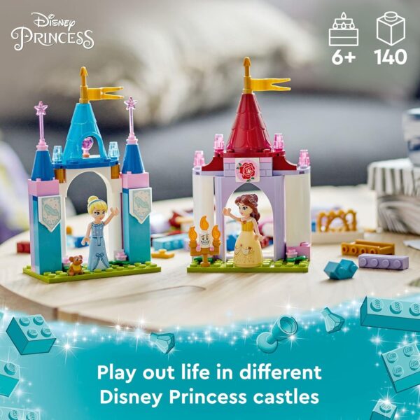LEGO Disney Princess Creative Castles 43219​, Toy Castle Playset with Belle and Cinderella Mini-Dolls and Bricks Sorting Box, Travel Toys for Girls and Boys, Sensory Toy for Kids Ages 6+ - Image 2