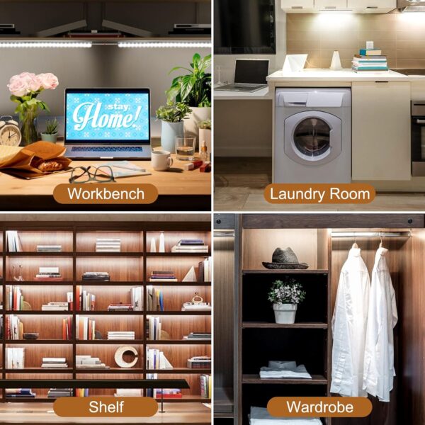 6PCS x 12 Inch Under Cabinet Lights Plug-in, Dimmable LED Under Cabinet Lighting, Cold White 6000K Under-Counter Light Fixtures with Memory Function, Under Counter LED Lights for Kitchen - Image 5