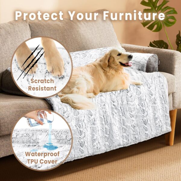 Dog Couch Bed for Large Dogs Memory Foam, Faux Fur Waterproof Dog Bed for Couch Furniture Protector, Calming Dog Bed Washable with for Pet Sofa Cover, Large 41x37 Inches - Image 2