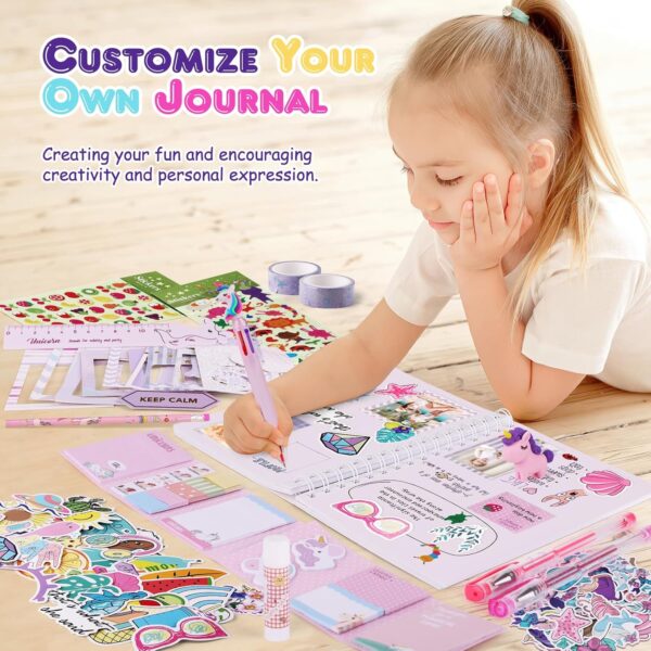 homicozy DIY Journal Kit for Girls,Mermaid Gifts for Girls Age 3-10 Years Old,Art Craft & Supplies for Kids Age 4-10,Scrapbook &Diary Supplies Set,Cute Stationery,Cool Birthday Ideas Gifts Toys - Image 3