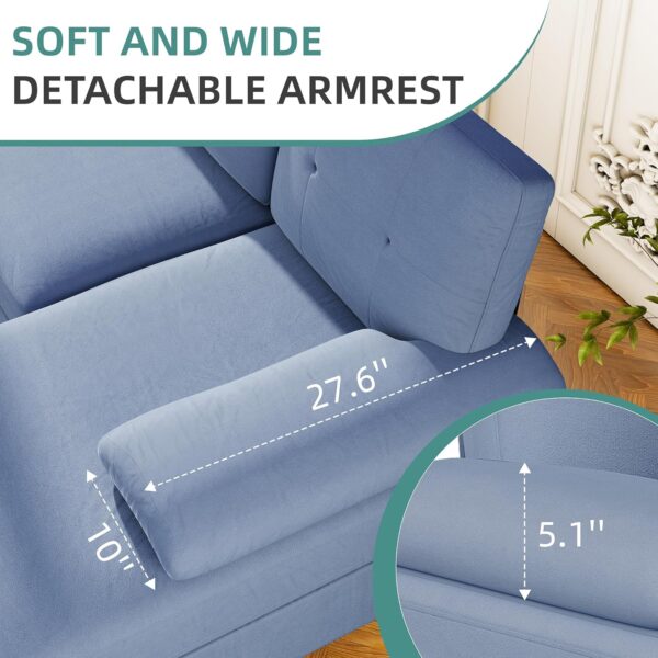 JAMFLY Sectional Sofa Couches for Living Room, U Shaped Couch Sofas Living Room Furniture Sets Clearance with Double Chaises, Blue - Image 7