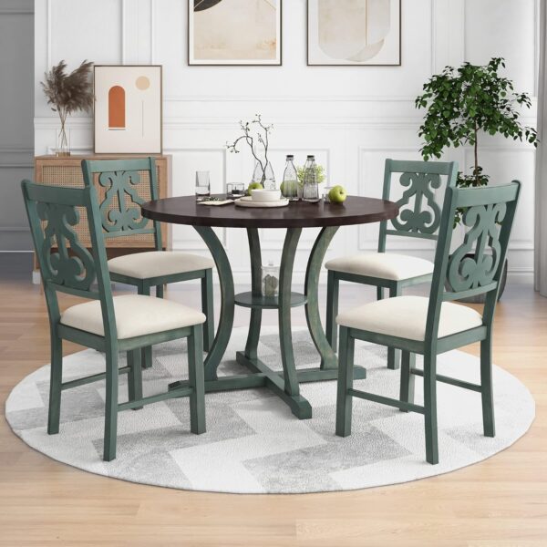 Classic and Traditional Style 6 Piece Dining Set, Includes 1 Table, 4 Upholstered Chairs & Bench, Easy to Assemble, for Living Room, Dining Room, Home Bar and Kitchen, Natural Wood Wash - Image 2