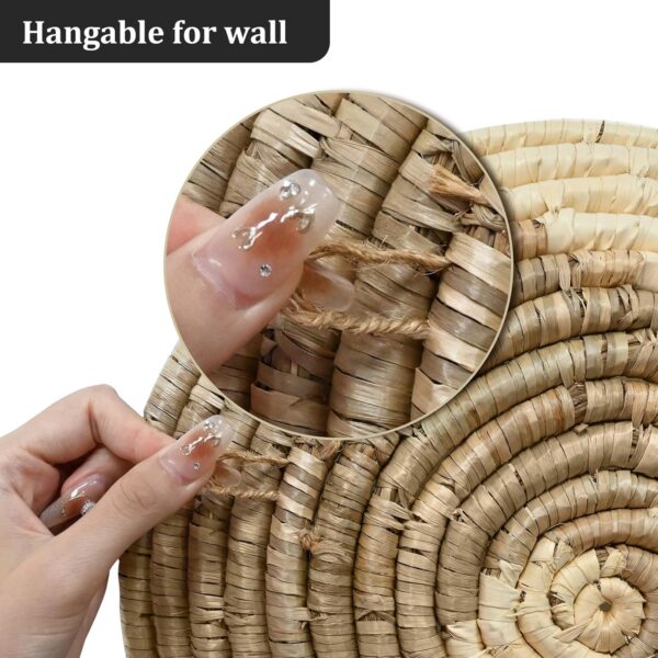 COYACOOL Hanging Woven Wall Basket Decor - Wicker Wall Baskets Decor Boho Flat set of 7 – Boho Wall Decor Art - African Baskets For Wall - Seagrass Basket Round Boho Wall Decor - Image 3