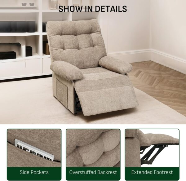 Softa Triple Motor Power Lift Recliner Chair for Elderly, Electric Lift Recliner Chair for Adults w/Infinite Position, Side Pockets, Reclining Single Sofa Chair for Living Room Bedroom(Brown) - Image 4