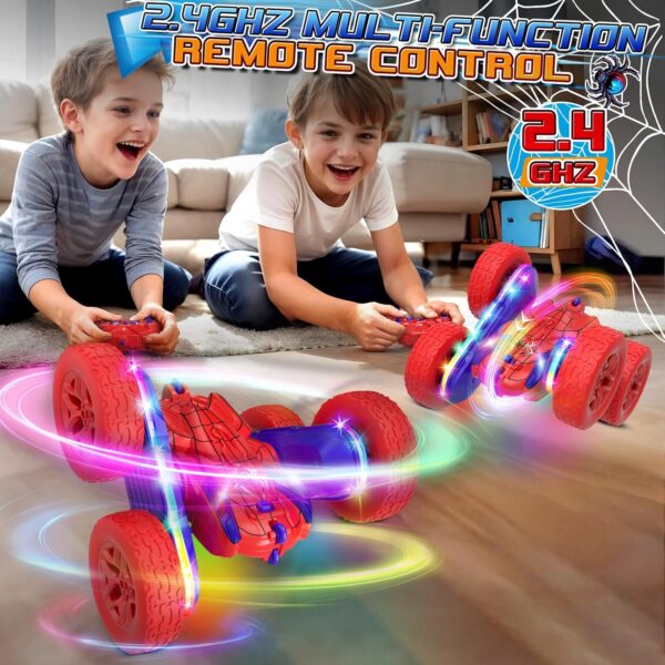 Spider Remote Control Car,RC Cars with Sides Light Strip and Headlights,Double Sided 360 Flips Rotating RC Stunt Car,2.4Ghz All Terrain Toys for Ages 5-7 Kids Toy for Boys Girls Birthday Gift - Image 3