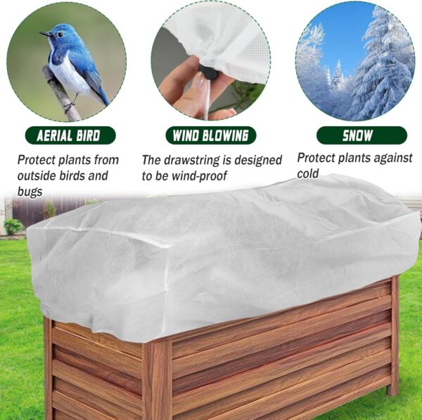 Rectangular Plant Cover Frost Heavy Duty Non Woven Fabric 55IN Garden Bed Cover for Raised Beds Temperature Protection Against Frost Snow Wind Dust Sunlight Insect Bird Guard Plant Growth - Image 4