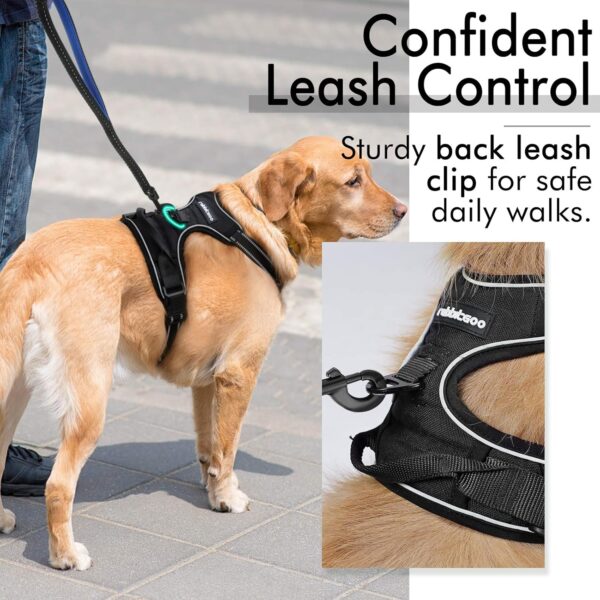 rabbitgoo Dog Harness, No-Pull Pet Harness with 2 Leash Clips, Adjustable Soft Padded Dog Vest, Reflective No-Choke Pet Oxford Vest with Easy Control Handle for Large Dogs, Black, L - Image 6