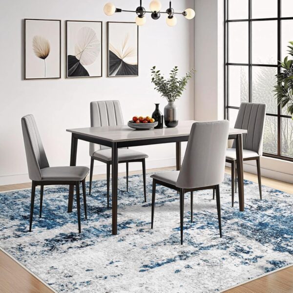 Area Rug Living Room Rugs 5x7, Large Soft Abstract Rug Washable Rug Non-Slip Non-Shedding Low-Pile Morden Indoor Floor Carpet for Living Bedroom Office Dining Room (Grey Blue,5'x7') - Image 5
