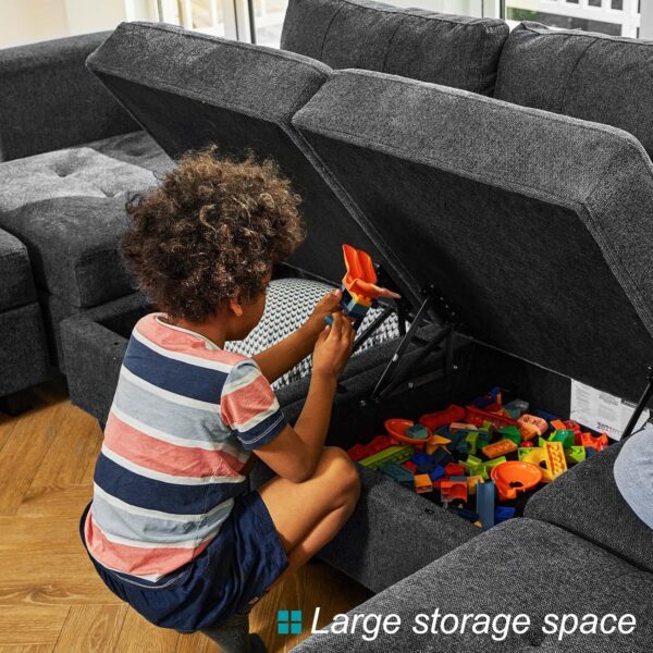 Belffin Modular Sectional Sofa Set with Ottomans Oversized U Shaped Sofa Set with Storage Seat Modular Sofa Couch with Reversible Chaises Modern Fabric Dark Grey - Image 6