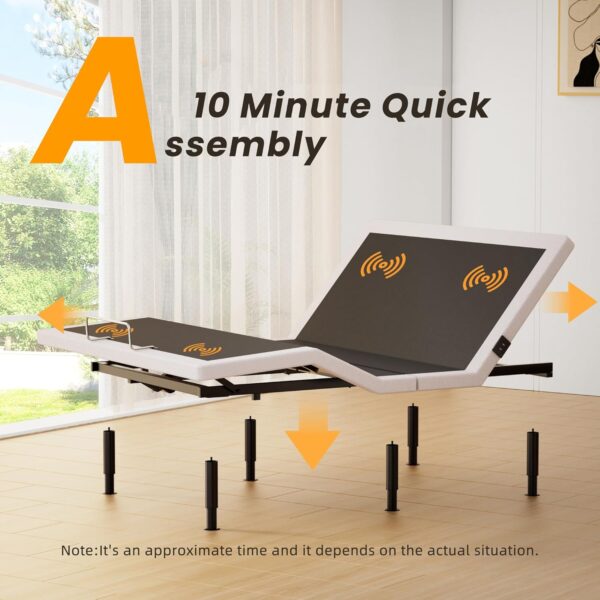 Electric Full Size Adjustable Bed Frame with Massage, Wireless Remote, USB, Head Foot Incline, Underbed Light, Heavy Duty Platform, Zero Gravity, BedFrame Basic with Quiet Motor - Image 4