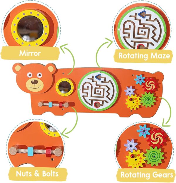 Learning Sensory Wall Toy for Toddlers - Bear Sensory Board Field with Fun Learning Activities - Wall Busy Board Learning Activity Wall Panel Toy for Kids Playroom & Children's Daycare - Image 3