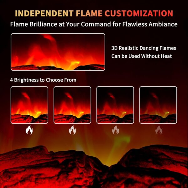 Electric Fireplace Heater 22 in Freestanding Fireplace Stove Infrared Fireplace RealSmart with 3D Flame Effect Remote Control, Timer, Overheating Protection Heater for Indoor Use Black - Image 4
