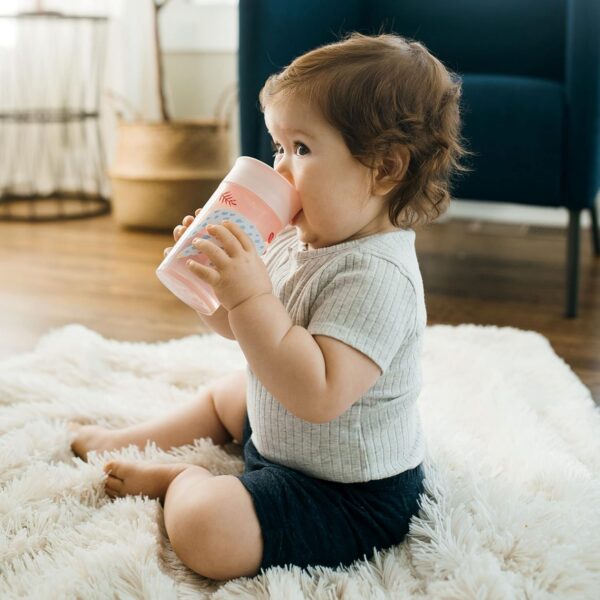 Dr. Brown's Milestones Cheers 360 Cup Spoutless Transition Cup, Travel Friendly & Leak-Free Sippy Cup, Pink Leopard – Red Lemur, 10 oz/300 mL, 2 count (1 pack) - Image 5