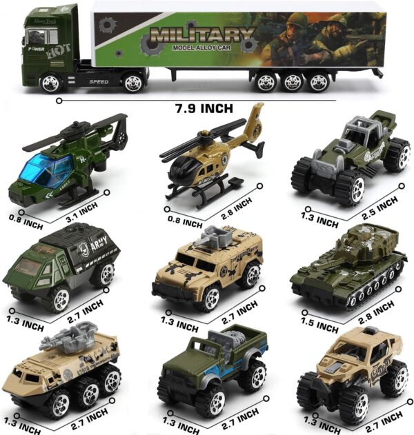 26 Pcs Military Truck with Soldier Men Set(2 in 1), Mini Die-cast Battle Car in Carrier Truck, Army Toy Double Side Transport Vehicle for Kid Child Girl Boy Play Birthday Party Favors - Image 4