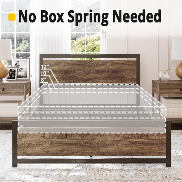LIKIMIO Full Bed Frame with Headboard and Footboard, Metal Strong Supports, Easy Assembly, Noise-Free, No Box Spring Needed, Walnut - Image 5