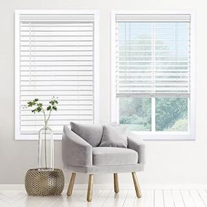 DEZ FURNISHINGS Cordless 2" Signature Faux Wood Blind, 32" W x 48" H, Snow White