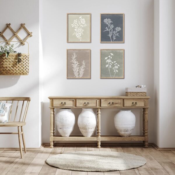 Framed Boho Wall Art Set of 4 for Wooded Minimalist Botanical Print Wall Art for Rustic Vintage Farmhouse Home Kitchen Wall Decor (Brown, 11x14) - Image 2