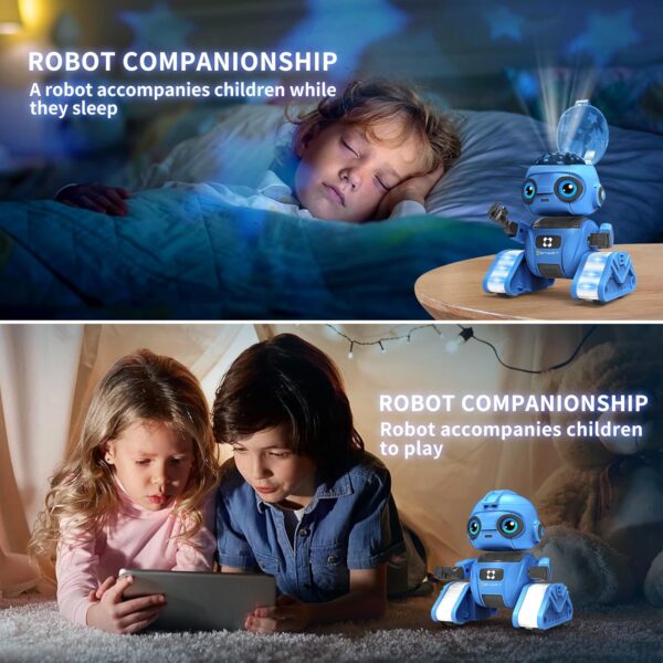 Robot Toys for Boys and Girls, Rechargeable Remote Control Robot with Auto-Demonstration, Light Projection, Dance Moves, Music, and Gesture Sensing –Toy Robot Gifts for 3+ Boys and Girls (Blue) - Image 5