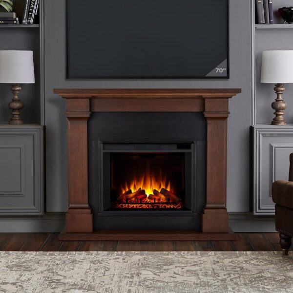 Real Flame Callaway 63" Grand Electric Fireplace with Mantel in Chestnut Oak, Free-Standing Oversized Indoor Electric Fireplace with Mantel, Adjustable Thermostat, Automatic Safety Shut-Off. - Image 2
